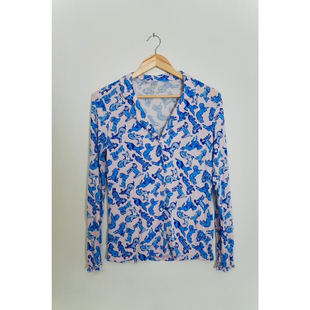 Lilly‎ Pulitzer Ruff Night Pink Ruffle Pajama Top Size Small